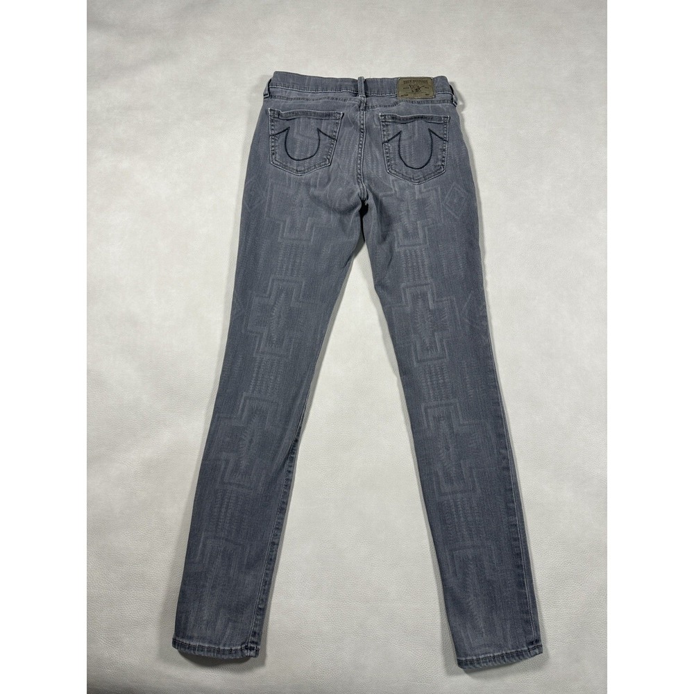 True‎ Religion Abbey Skinny Jeans Gray Geometric Pattern Womens 27 Made in USA
